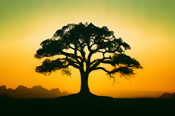 Poster - silhouette of tree in sunset