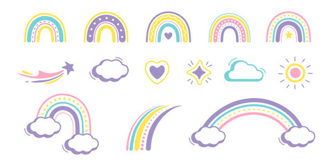 Canvas Print - cute rainbow collection in hand drawn style