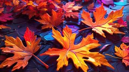 Wall Mural - autumn leaves background