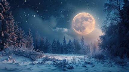 Wall Mural - Winter moon ai generated