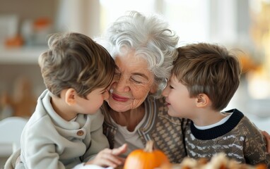 Grandmother and Grandchildren Pose for a Photo