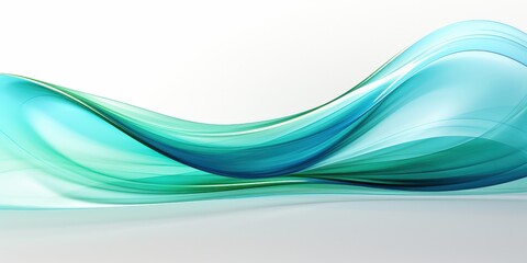 Poster - Abstract Blue and Green Waves on White Background, Green trail of light 