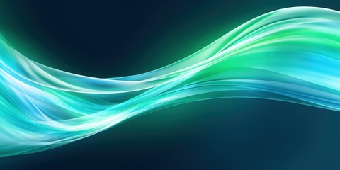 Poster - Abstract Blue and Green Wave Design, Green trail of light 
