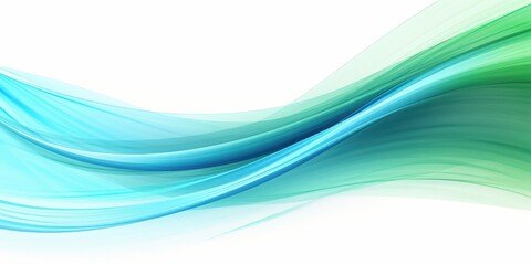 Poster - abstract green and blue waves, green trail of light