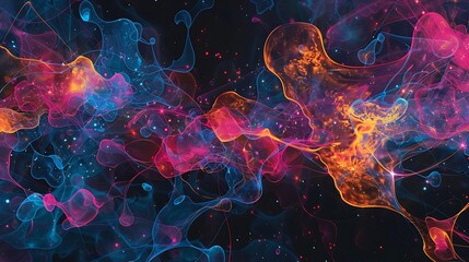 Poster - A vibrant and intricate web of interconnected neural pathways symbolizing artistic creativity, with bright colors and abstract forms