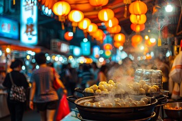 Wall Mural - Taiwanese Night Market with Stinky Tofu