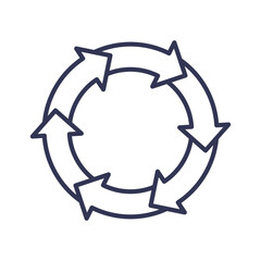 Circular arrow symbol representing recycling and sustainability.