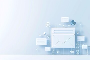 Poster - Minimalist digital background with email marketing elements, showcasing customer engagement