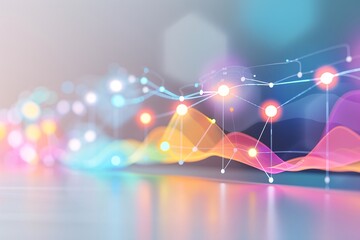 Poster - soft gradient primary colors surrounding an seo graph, representing effective campaigns