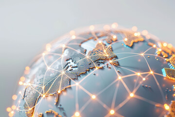 Poster - Global network and internet connection around planet earth, communication and internet concept