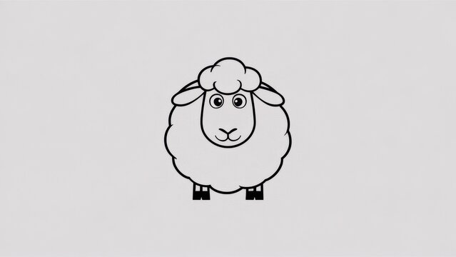 A black and white drawing of a sheep with big eyes, AI