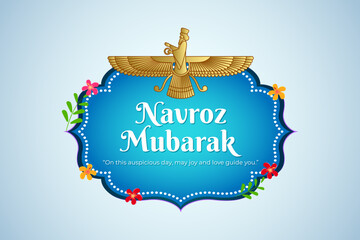 Wall Mural - Vector illustration of Happy Parsi New Year social media feed template