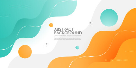 Wall Mural - green and orange geometric business banner design. creative banner design with wave shapes and lines