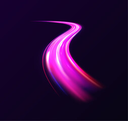 Wall Mural - light trail wave, fire path trace line, car lights, optic fiber and incandescence curve twirl. high 