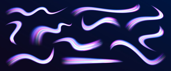Wall Mural - image of speed motion on the road. abstract comet of light in galaxy. background in blue and purple 