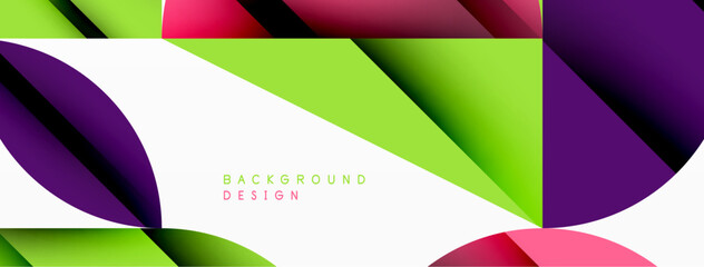 Poster - Circle, square and flower petal geometric background. Round shapes composition for wallpaper, banner, background or landing