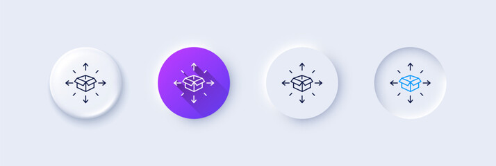 Aufkleber - Parcel delivery line icon. Neumorphic, Purple gradient, 3d pin buttons. Logistics service sign. Tracking symbol. Line icons. Neumorphic buttons with outline signs. Vector