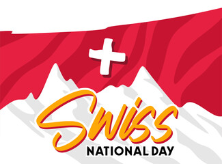 Wall Mural - happy switzerland national day with swiss flag