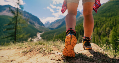 Canvas Print - womens hike in the mountains