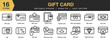 © spacepixel - Gift Card icon set. Editable Stroke Icon Collection. Includes credit card, diamond, premium card, online card, star card, and More. Outline icons vector collection.