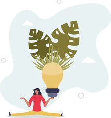 Wall Mural - Sustainability concept illustration.reducing CO2 emission by using green energy .caring for the environment.flat design.illustration with people.