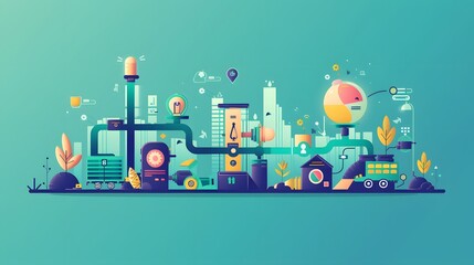 Fototapete -  the different stages in the lifecycle of a product, from development and introduction through growth, maturity, and decline, with lifecycle curves and product evolution 