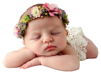 Poster - PNG Baby girl portrait newborn photo.