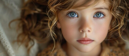 Sticker - Close Up Portrait of a Young Girl with Blue Eyes