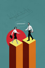 Aufkleber - Creative trend collage of recruitment interview graph candidate success working hr employee freak bizarre unusual fantasy