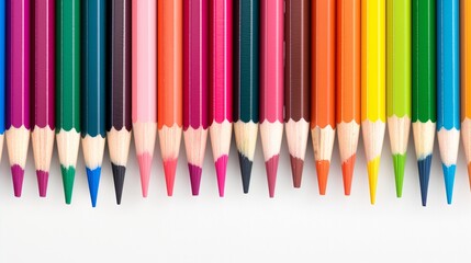 Poster - A row of colored pencils with the colors red, blue, green, yellow, and purple