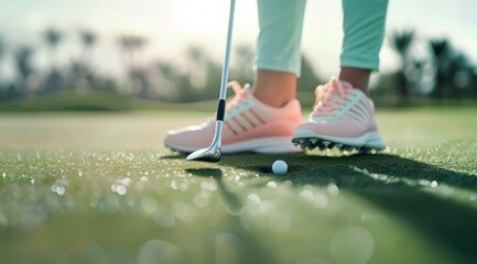 Wall Mural - Golfer's Feet On Green