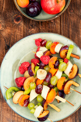 Canvas Print - Fruit sweet kebabs.