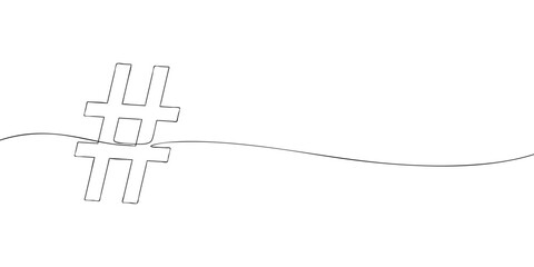 Poster - a single line drawing of a number sign. continuous line hashtag symbol icon. one line icon. vector i