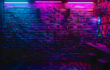 Wall Mural - Neon background. Cyberpunk electronic night background concept.