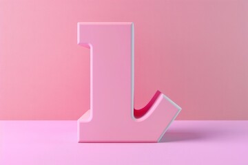 Glossy pastel pink letter L on a solid pink background.