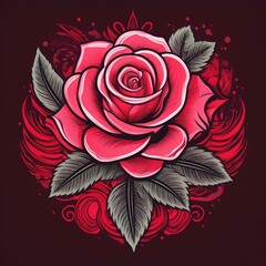 Poster - red rose on black background