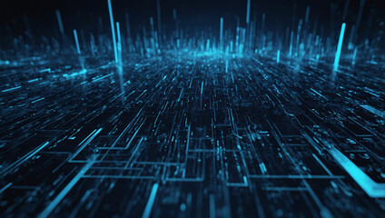 Sticker - Blue Big Data Background. Futuristic Digital Rendering. 3D Style. High contrast