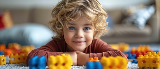 Wall Mural - Portrait of a Smiling Toddler with Toys