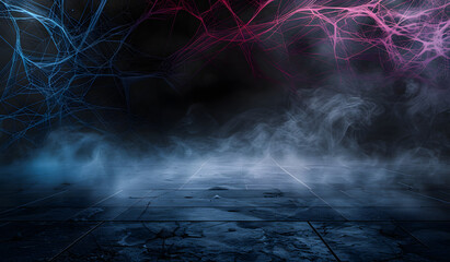 Wall Mural - background of empty space. dark empty background, concrete, smoke, cobweb. halloween background