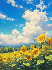 Canvas Print - field of sunflowers