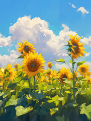 Sticker - field of sunflowers