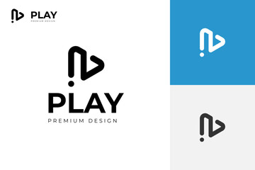 Wall Mural - letter N Play logo icon design flat line style colorful logos. Play icon with initial N company name corporate identity logo