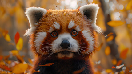 Wall Mural - red panda head realistic