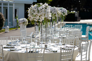 The elegant wedding table ready for guests.