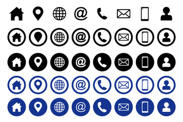 web icon set. website set icon vector. for computer and mobile. business card icons. contact us line