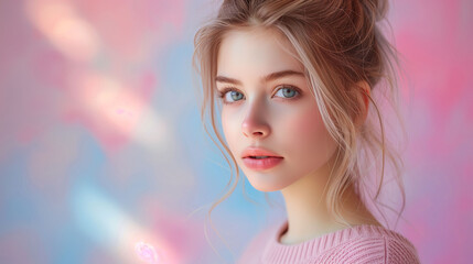 Sticker - Portrait of a Young Woman in Pastel Colors