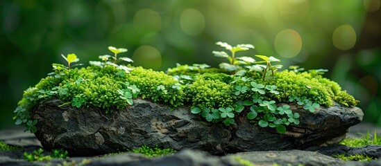 Canvas Print - A Lush Patch of Moss Growing on a Rock