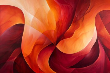 Poster - This abstract composition features swirling, warm hues of red, orange, and yellow, creating a flowing, dynamic visual effect and evoking emotions of passion and energy.