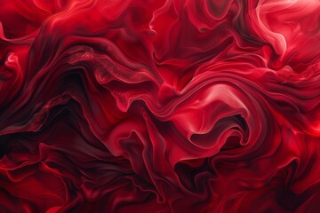 Poster - An abstract image featuring swirling red patterns and fluid textures, evoking a sense of movement and depth through various shades of red and intricate details.