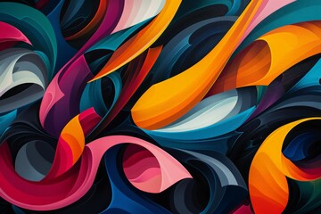 Leinwandbilder - Image showcasing colorful abstract swirls indicating energetic movement and blending various shades and shapes, creating an artistic representation of rhythm and excitement.